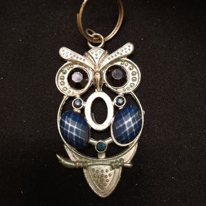 Adorable Cute Pewter Owl Keychain Keyring